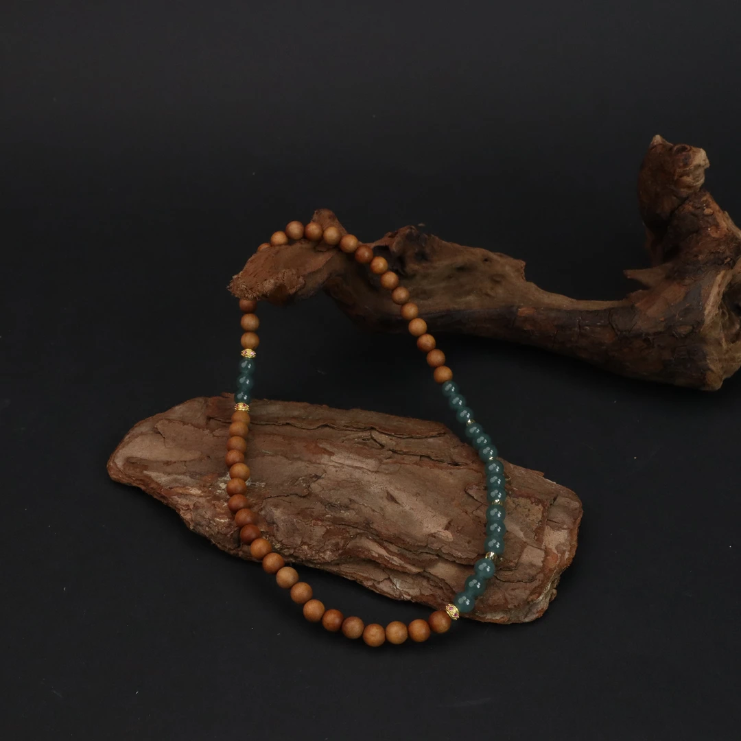 【清素手作】翡翠老山檀手链时尚复古编织古法百搭气质