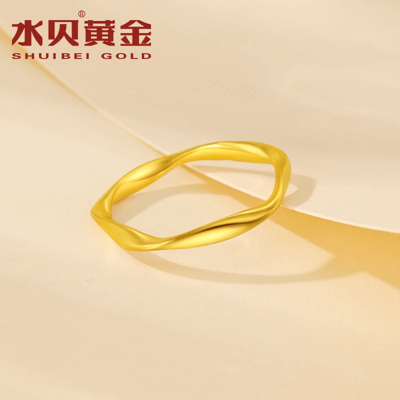 水贝黄金足金莫比乌斯环素圈纯黄金戒指约1.76多退少补