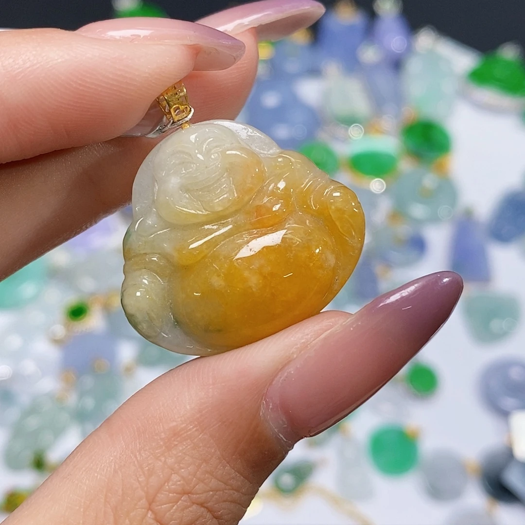 翡翠18K金镶嵌颈饰天然翡翠