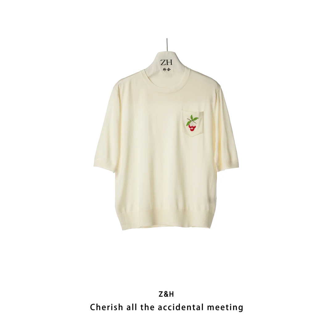 ZH【恰逢春樱】春夏季新款小清新短袖t恤女宽松体恤简约休闲上衣