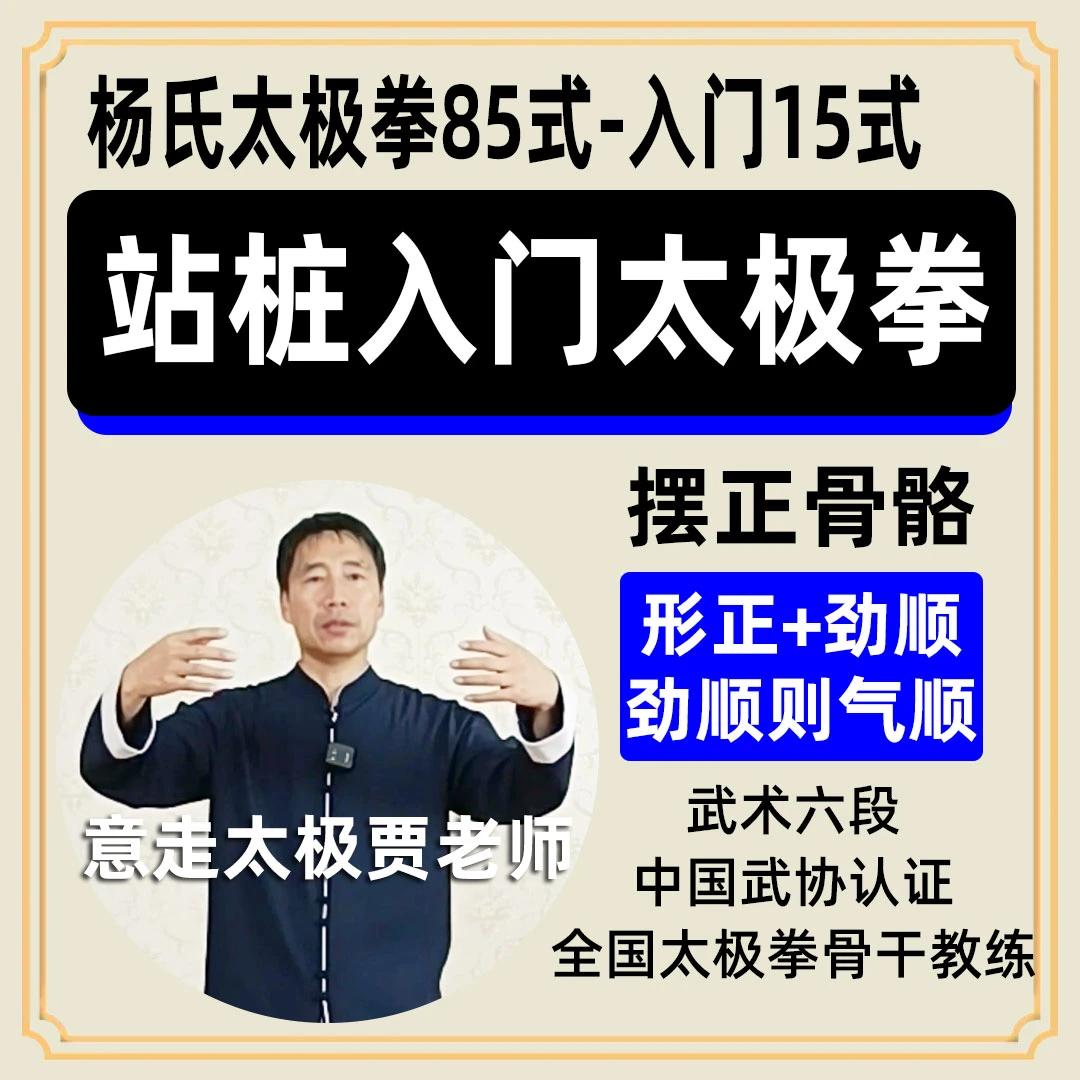 站桩入门太极拳15式杨氏太极拳85式视频课意走太极贾老师教学