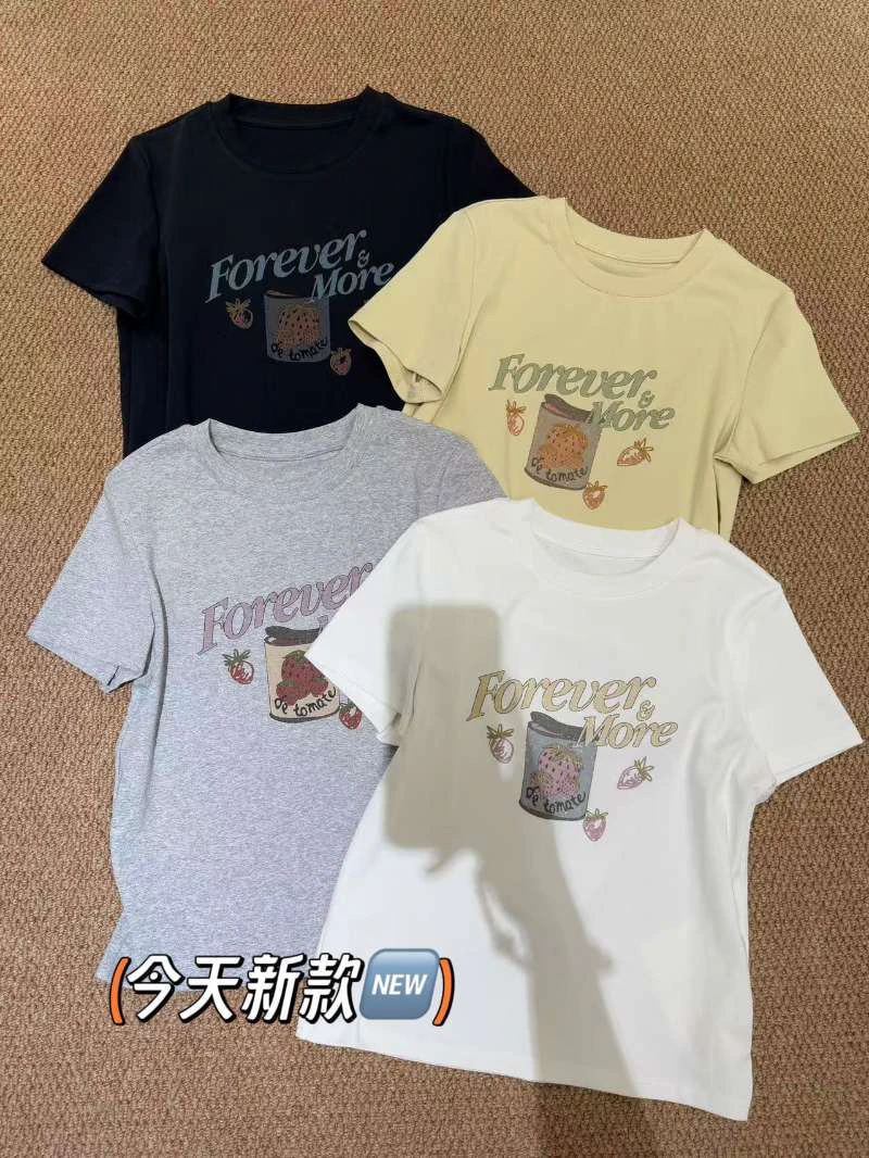 草莓四色短袖T恤90棉