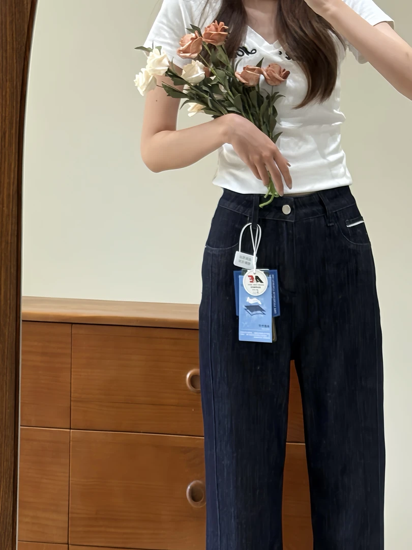 【C8090】镇店之宝 小雏菊 冰皮牛仔 八面弹 超薄超软 夏季直筒裤