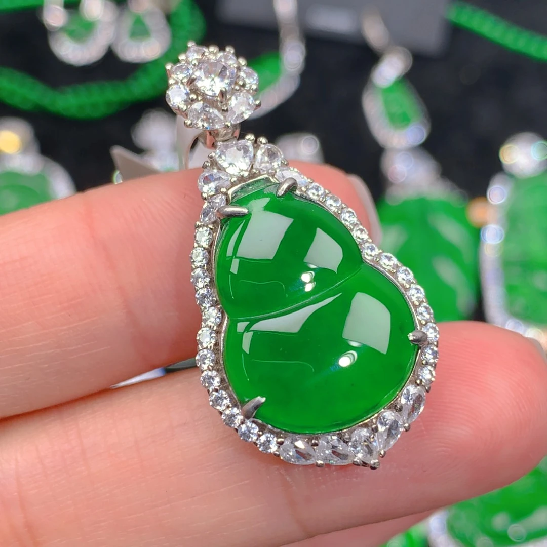 翡翠吊坠(不含链)银S925镶嵌