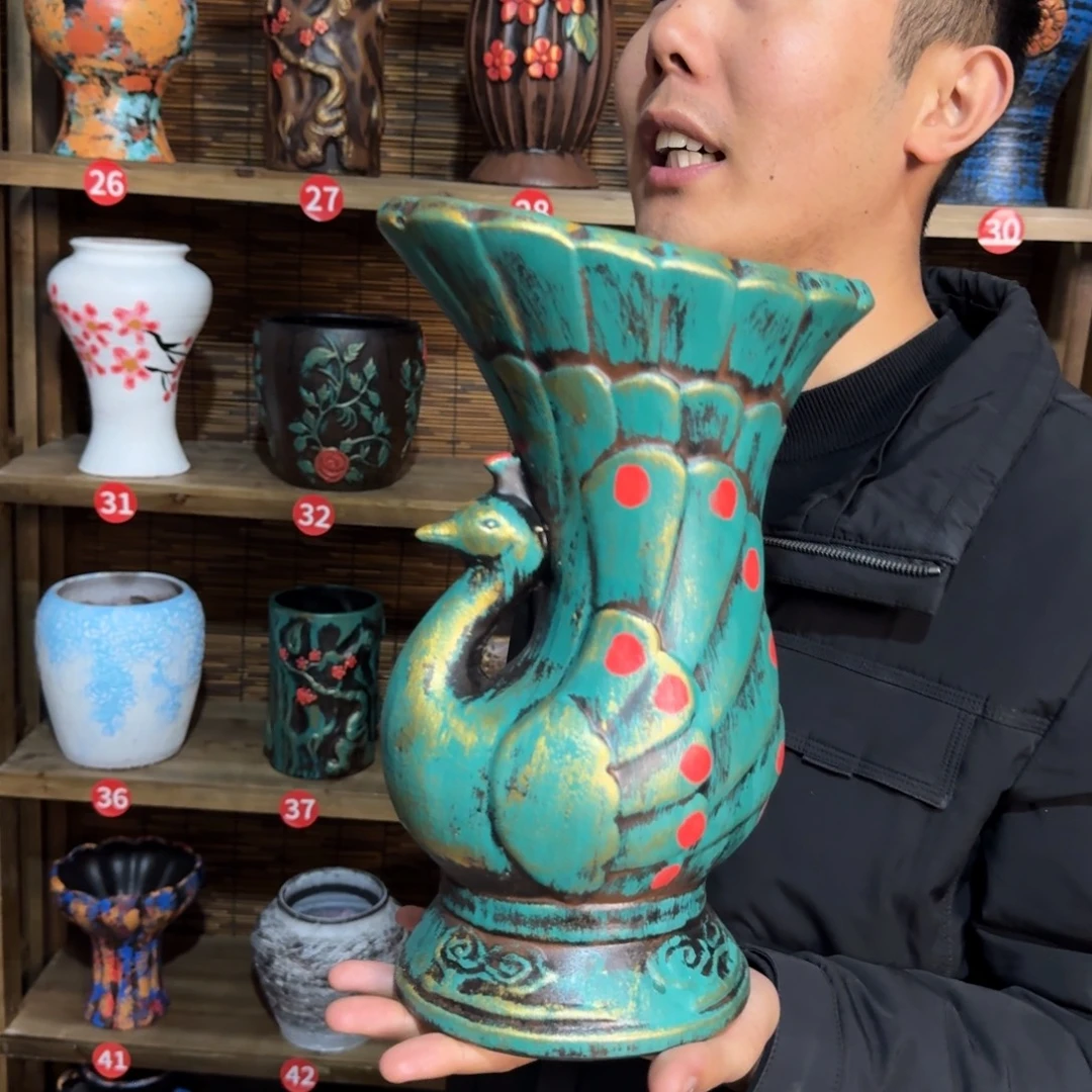 红陶浮雕花盆炸炸炸