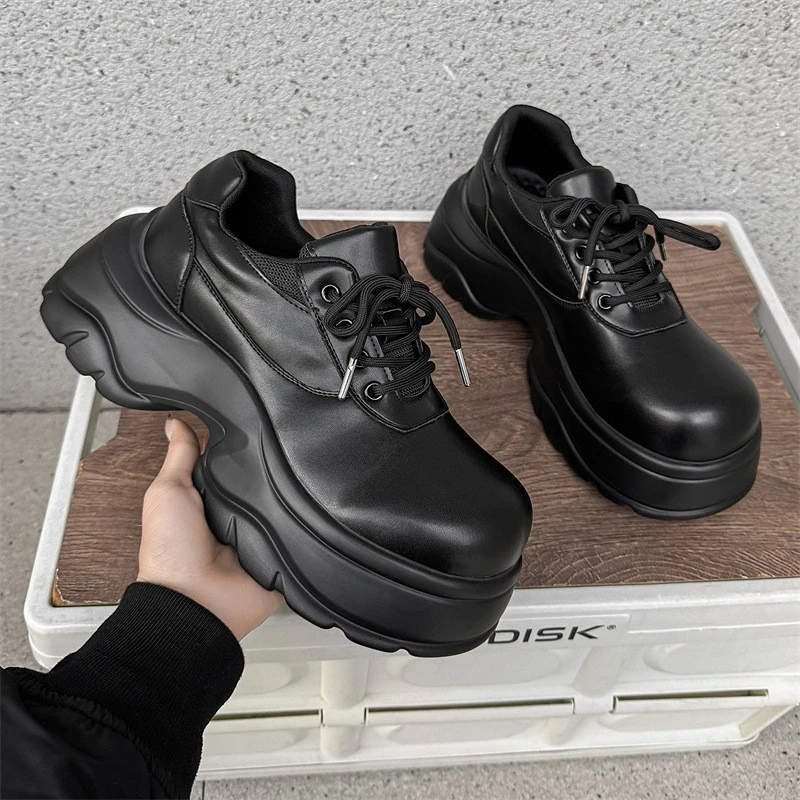 德比鞋男增高黑武士老爹鞋潮休闲学院风厚底英伦大头皮鞋橡胶发泡