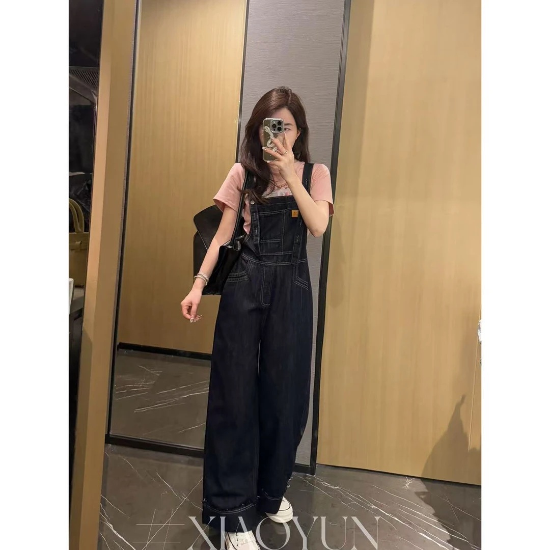 双色复古背带裤 小允姐姐2025新款时尚气质高级双色复古背带裤