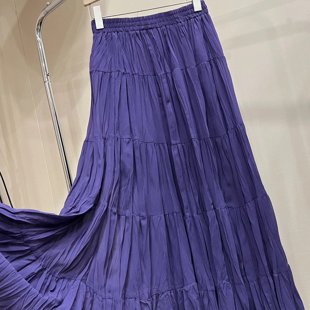 风华珏秋季百搭复古五层拼接超大裙摆显瘦半身裙