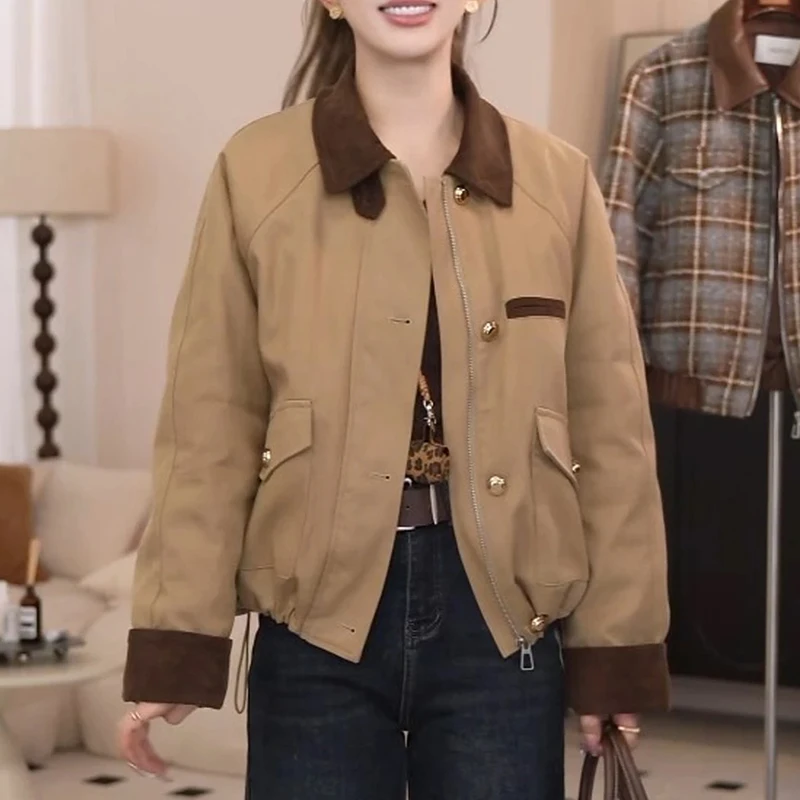 洋气时尚宽松显瘦短外套2025秋冬新款复古气质美拉德夹克上衣女