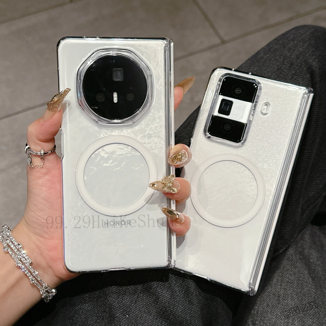 适用荣耀Magic V3手机壳磁吸折叠屏MagicVs3中轴保护简约高档透明