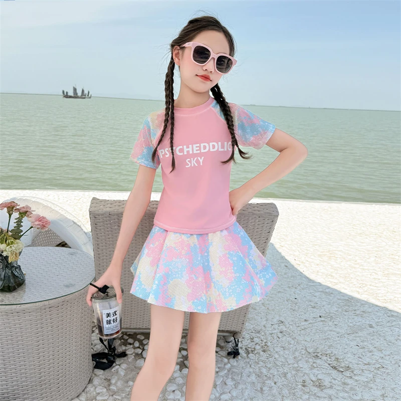 女童夏季分体泳装2025新款洋气时尚高品质泳衣6-12岁中大童夏款潮