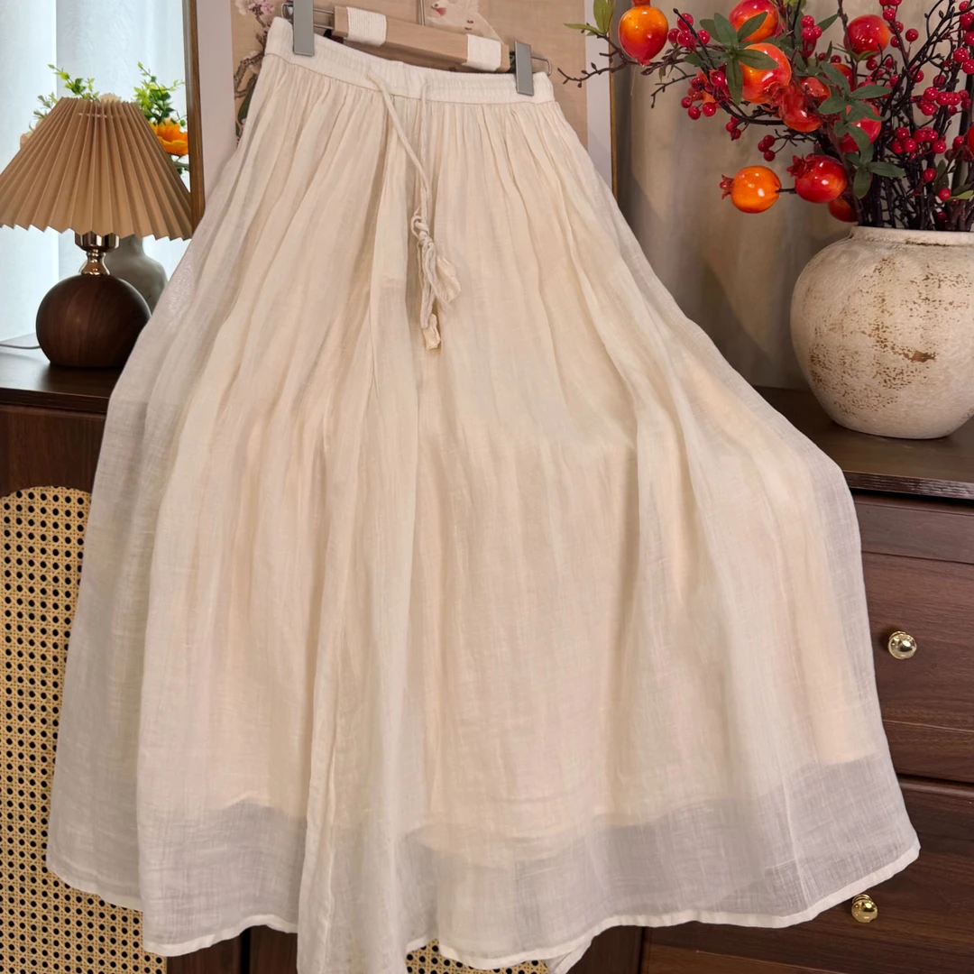 【苏里】5303 新款夏季100支纯苎麻半裙仙女裙国风宽松显瘦连衣裙