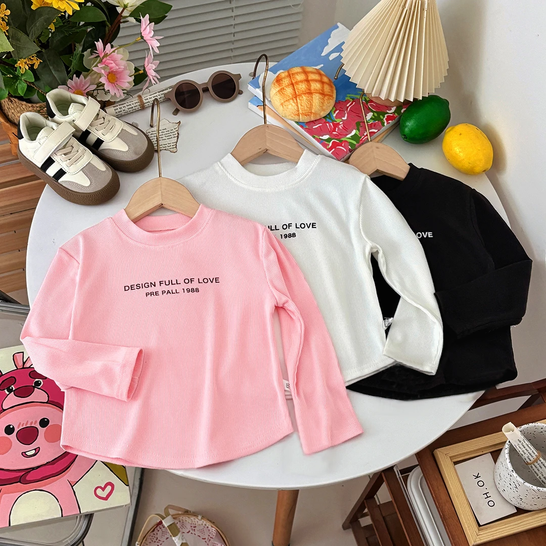 春季新款女童T恤洋气长袖打底圆领韩版上衣