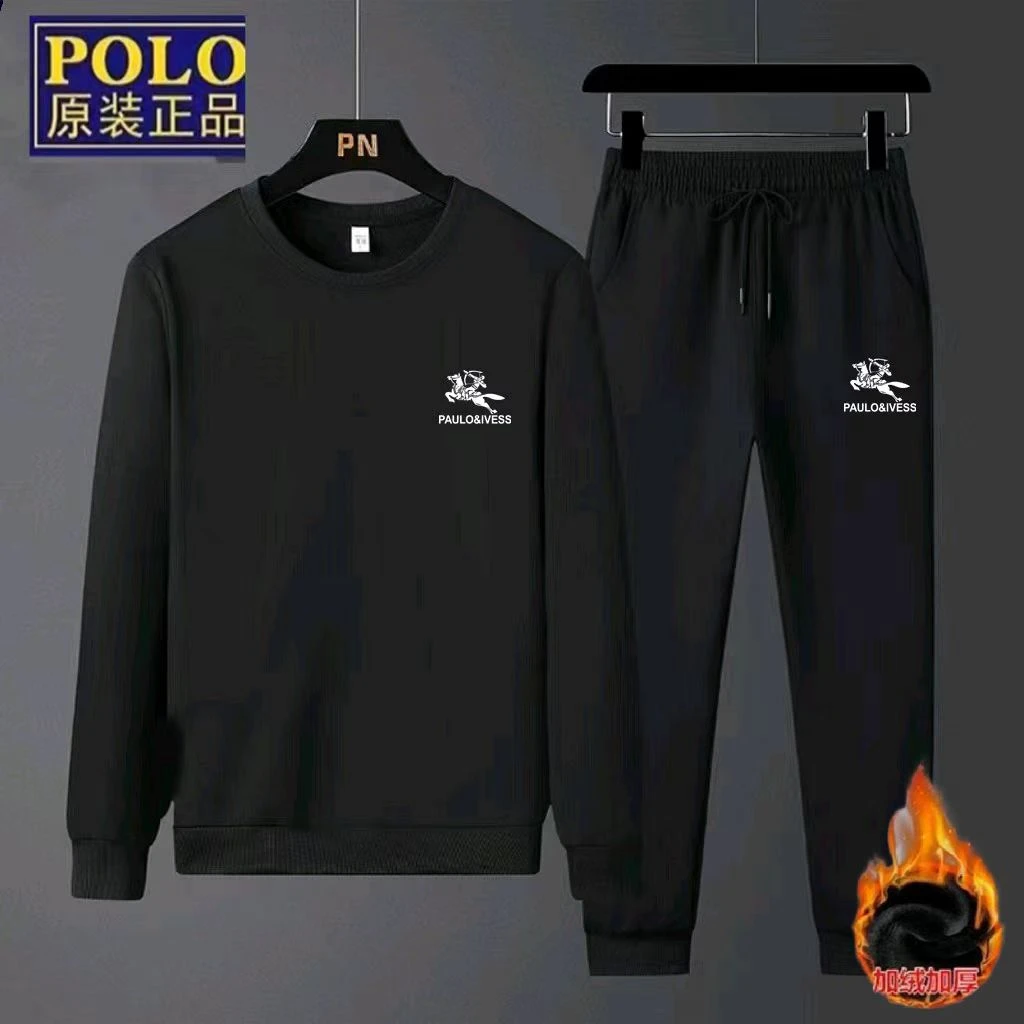 保罗659新款加绒卫衣卫裤套装华棉圆领套头卫衣男女同款