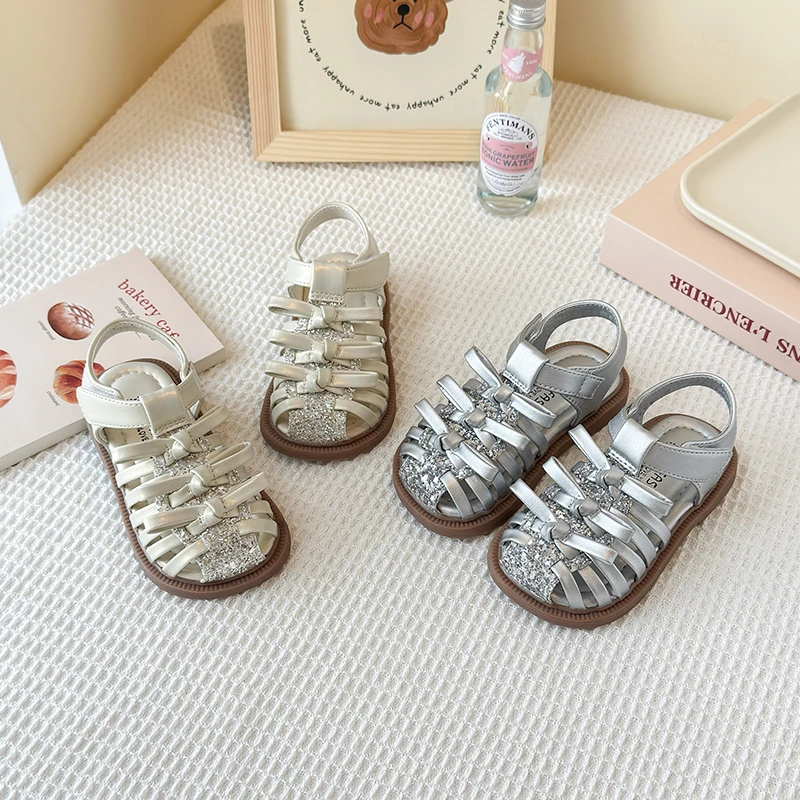 【梦幻编织】夏季韩版公主风镂空凉鞋防滑女宝宝时尚软底包头小皮鞋