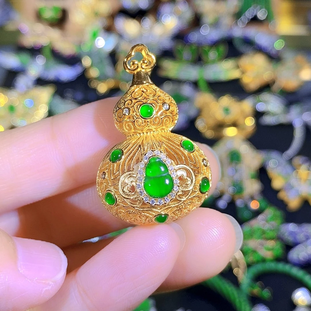 颈饰银S925镶嵌翡翠