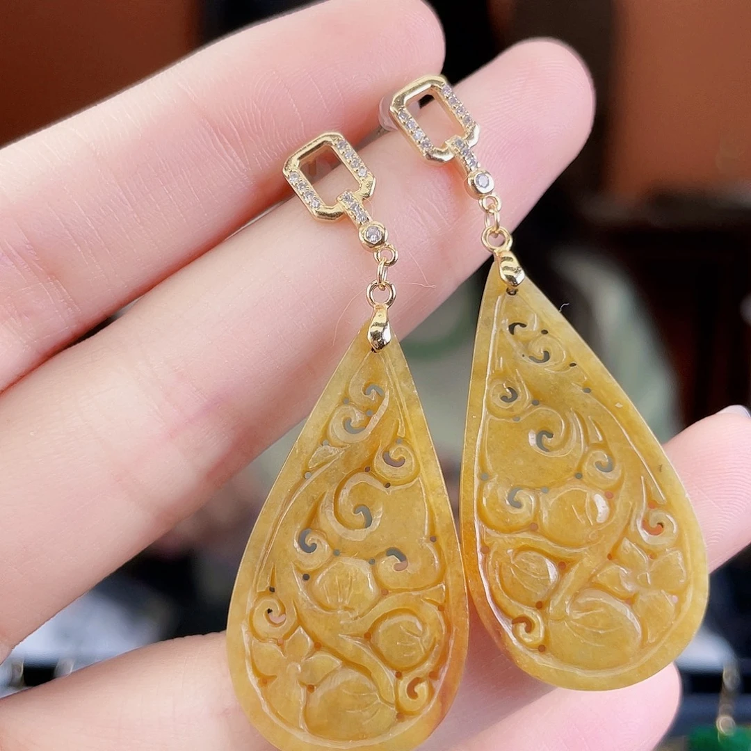 翡翠银S925镶嵌耳饰