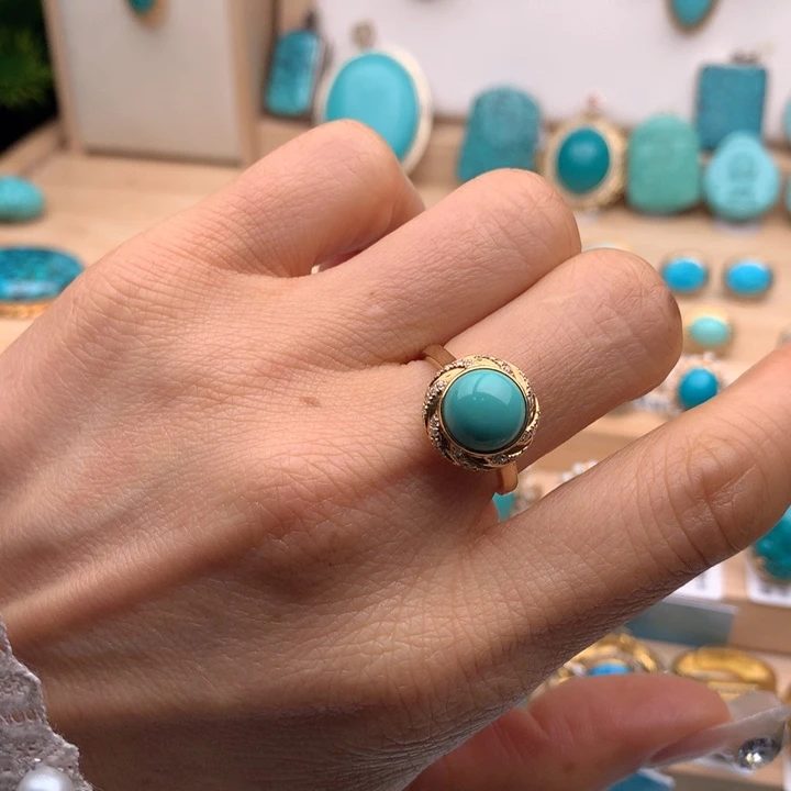 绿松石18K金镶嵌珠宝奇石