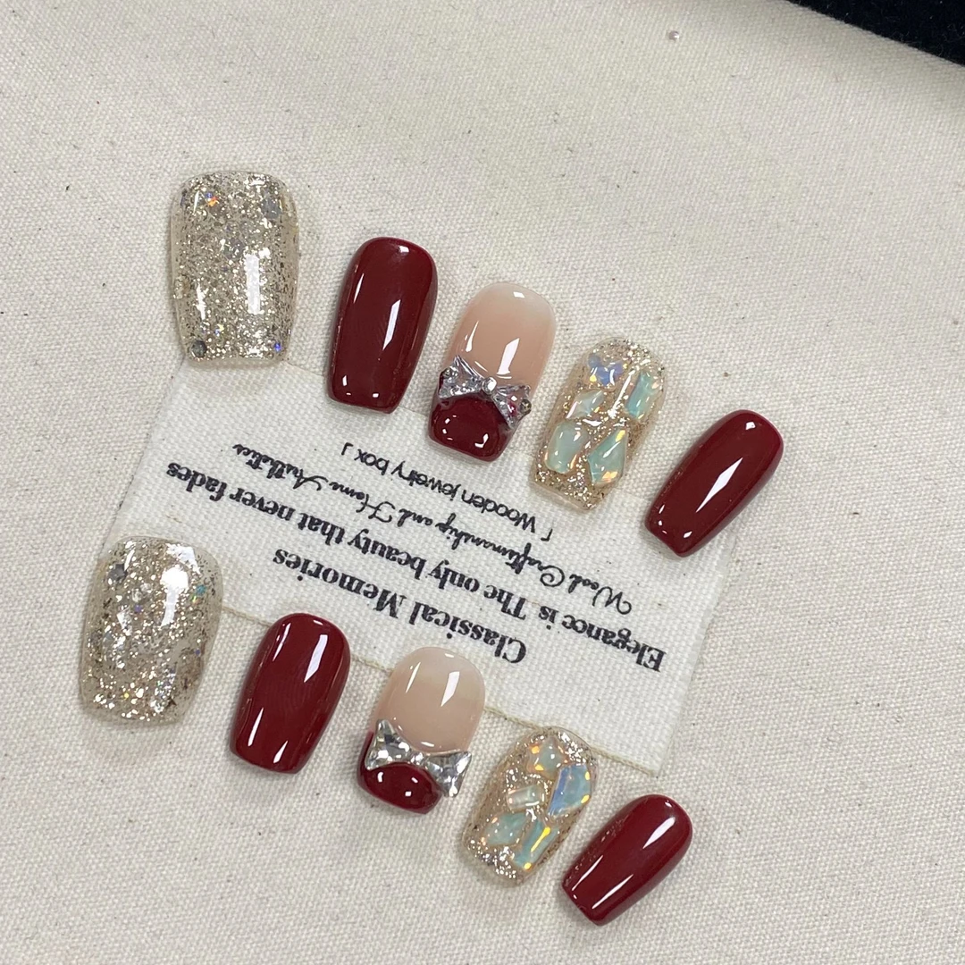 M专款【北岛情书】JD1692纯手工轻奢手工穿戴甲（送高级工具包）