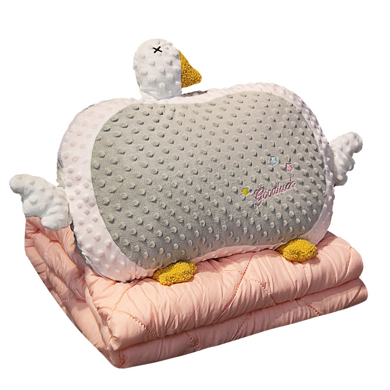 现代简约午睡被子汽车载抱枕空调毯靠枕可折叠两用二合一枕头大白