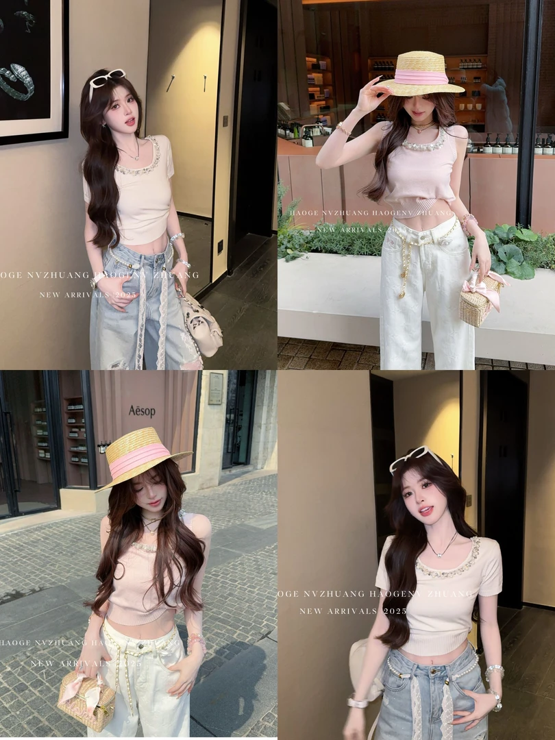 浩哥严选●许你耀眼C5ZZS0790A针织衫预显瘦短款夏季设计感小众