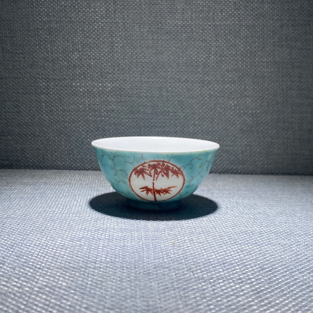绿釉矾红彩茶杯主人杯茶碗