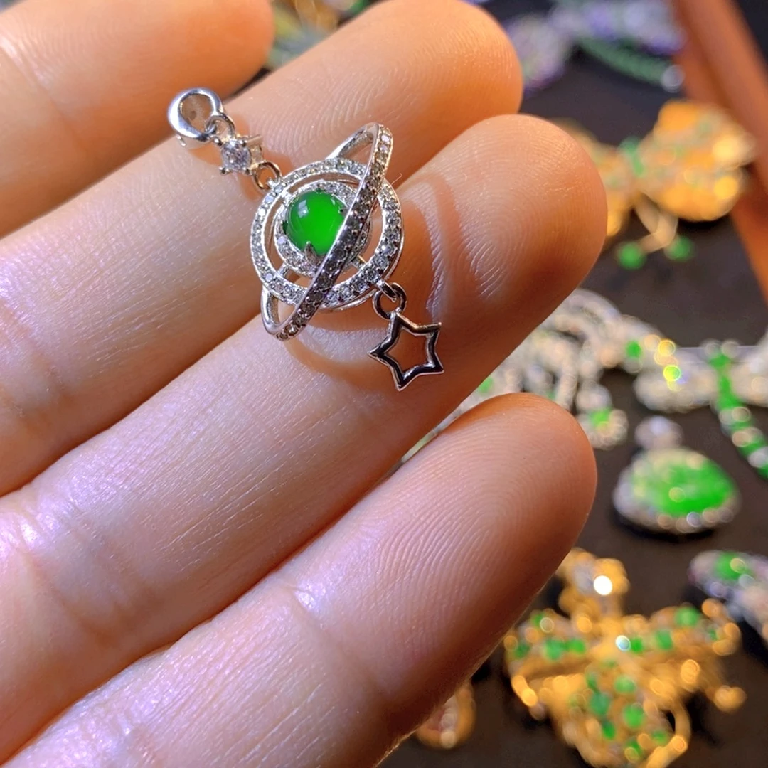 翡翠银S925镶嵌颈饰