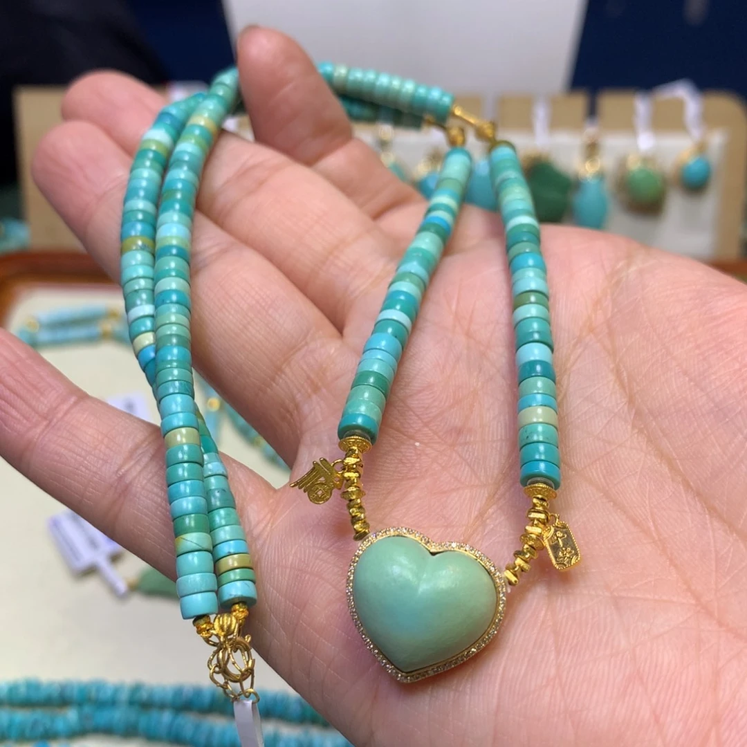 绿松石项链18K金镶嵌