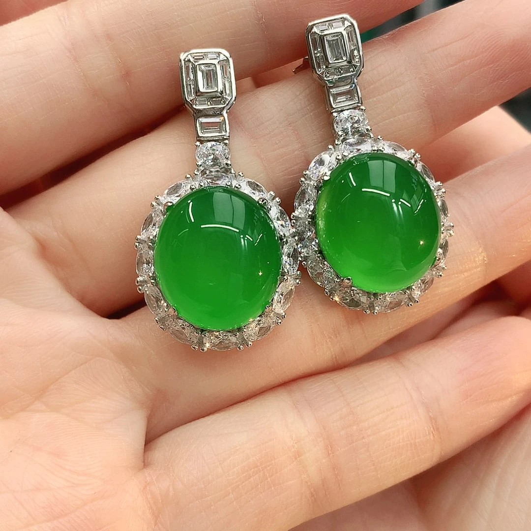 银S925镶嵌耳坠玛瑙/玉髓