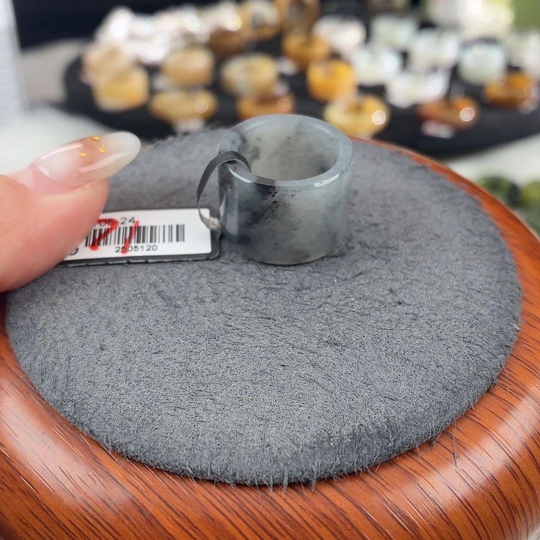 和田玉未镶嵌戒指S73青花直切15.7