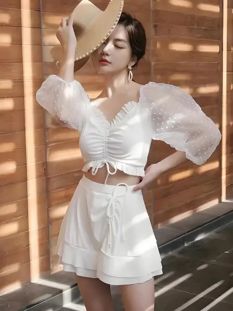 （孤品泳衣）夏季年轻性感高级仙女辣妹显瘦遮肉连体保守泳衣