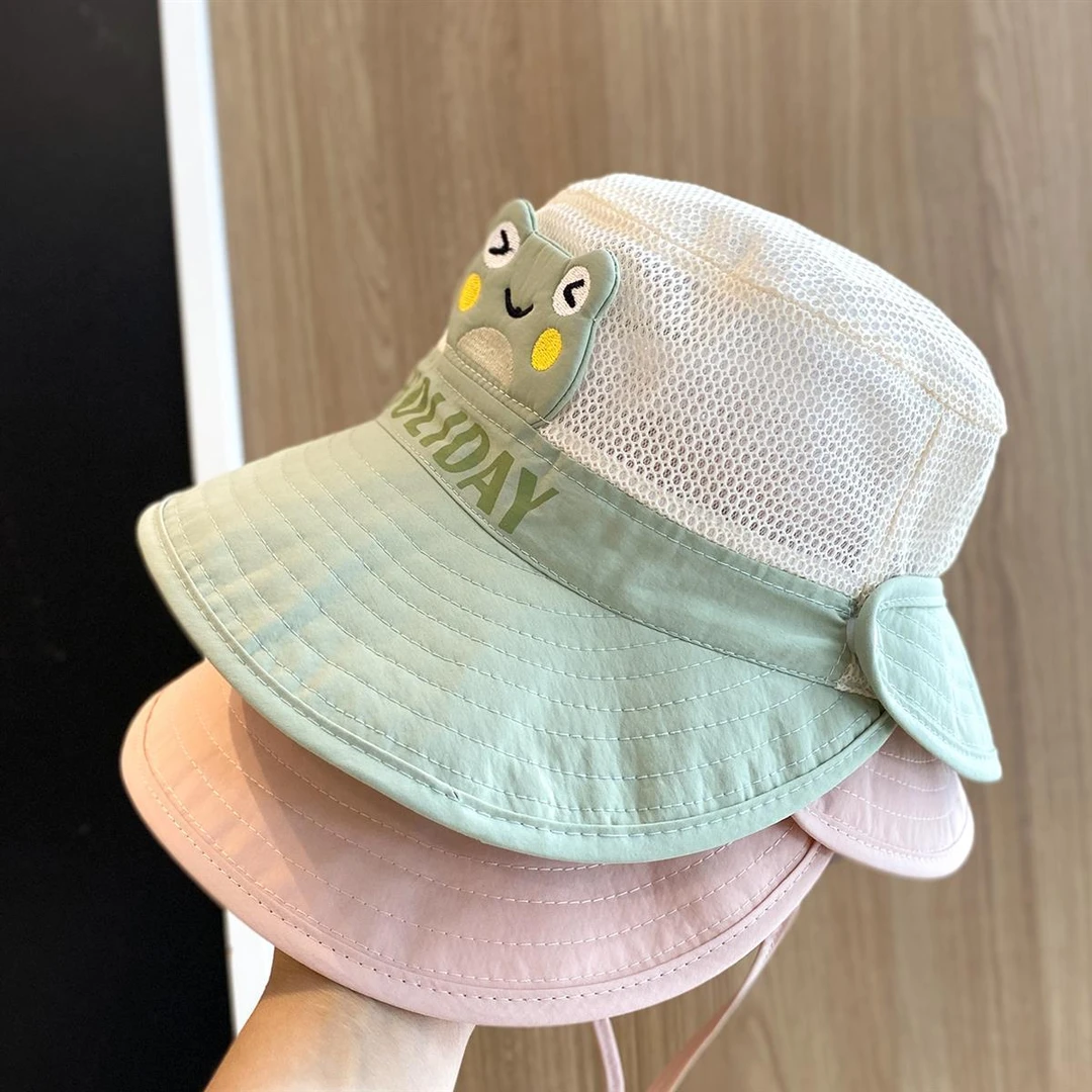 儿童帽子夏季薄款网眼透气夏天男童女童遮阳防晒大檐披肩帽鸭舌夏