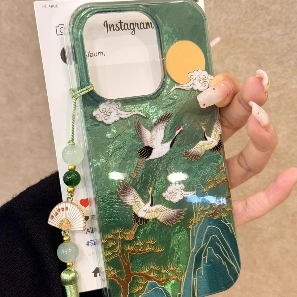 新中式高山祥云仙鹤适用ihone16promax苹果15pro壳新款1317promax