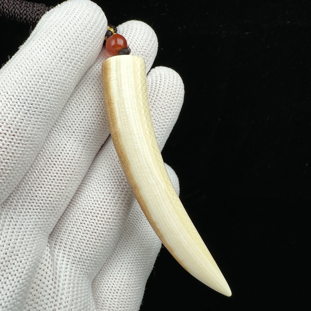 L2641天然猛犸牙 牙尖70mm支持鉴定 假一罚四