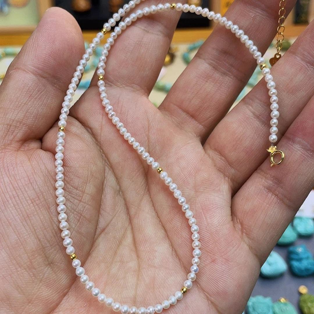淡水珍珠项链银S925镶嵌