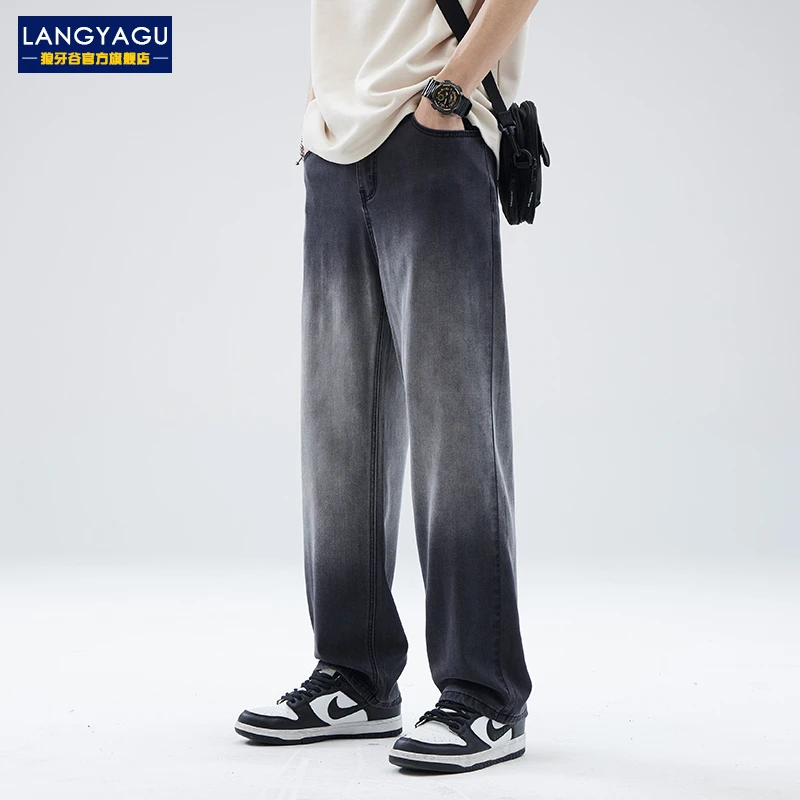 薄款凉感牛仔裤男士春夏季新款潮牌痞帅高街渐变休闲长裤韩版潮流