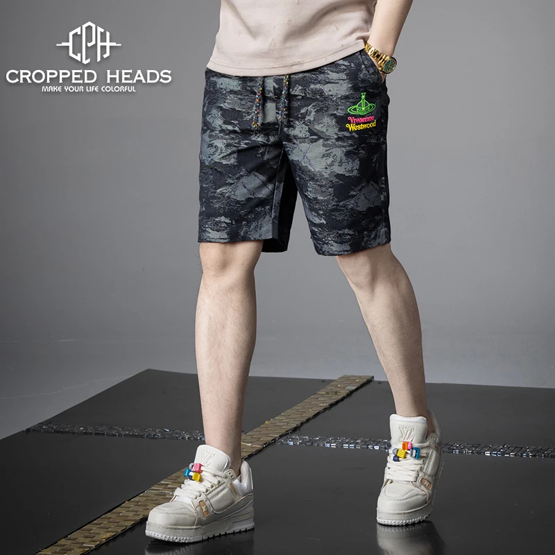 高端潮牌休闲短裤2025新款夏款直筒男款沙滩裤中裤百搭五分裤