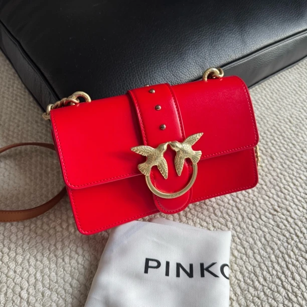 99新 PINKO 二手经典大红色pinko燕子包链条单肩斜挎包