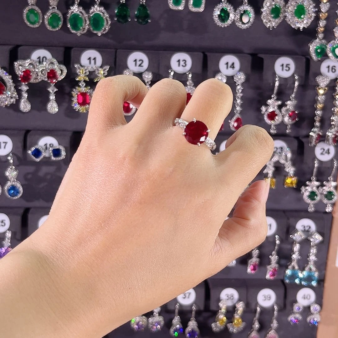 银S925镶嵌戒指红宝石