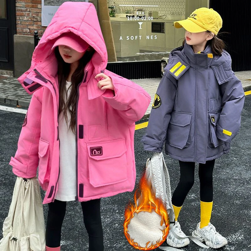 女童棉服2025新款秋冬洋气时髦中大童韩版保暖加绒加棉派克服外套