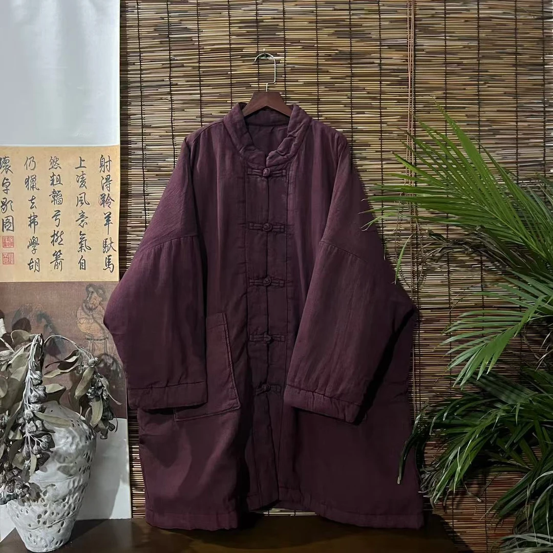【大梅子推荐】设计款亚麻盘扣棉服MQ9316