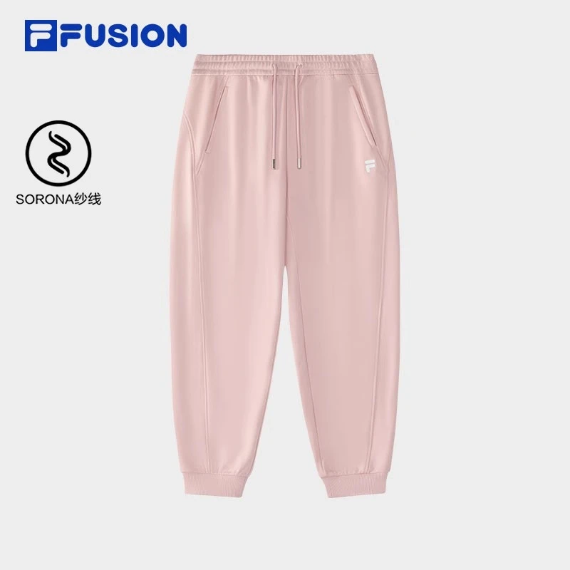 FUSION斐乐潮牌针织长裤女2025春季简约宽松休闲运动裤T11W515605