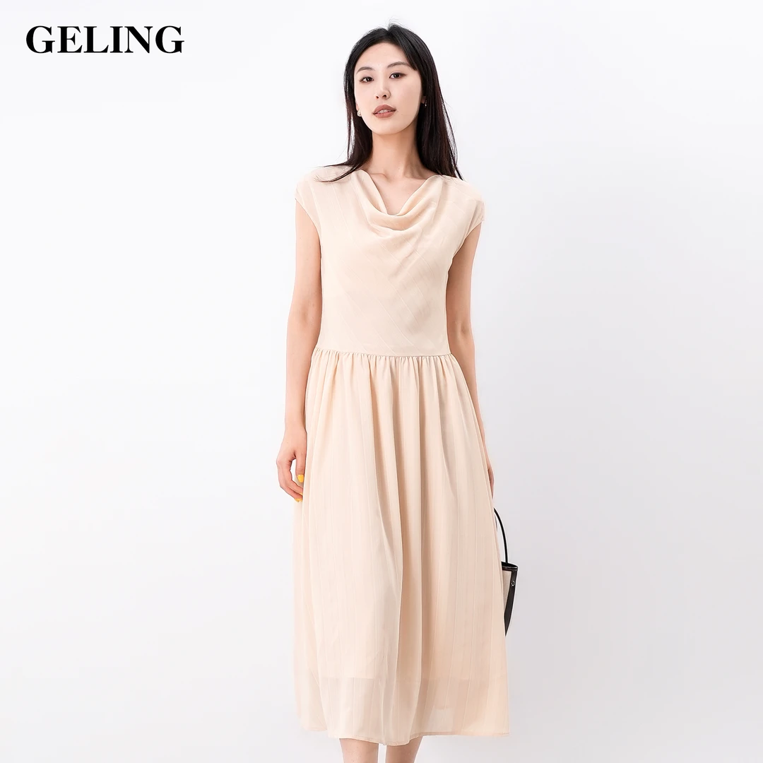 GELING/歌&玲夏季气质荡领时尚宽松休闲春夏连衣裙G504W364L