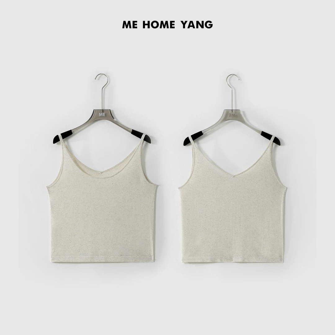 ME【 大U领裸肤美背 （无胸垫）】莱赛尔亚麻混纺吊带背心MESS3342