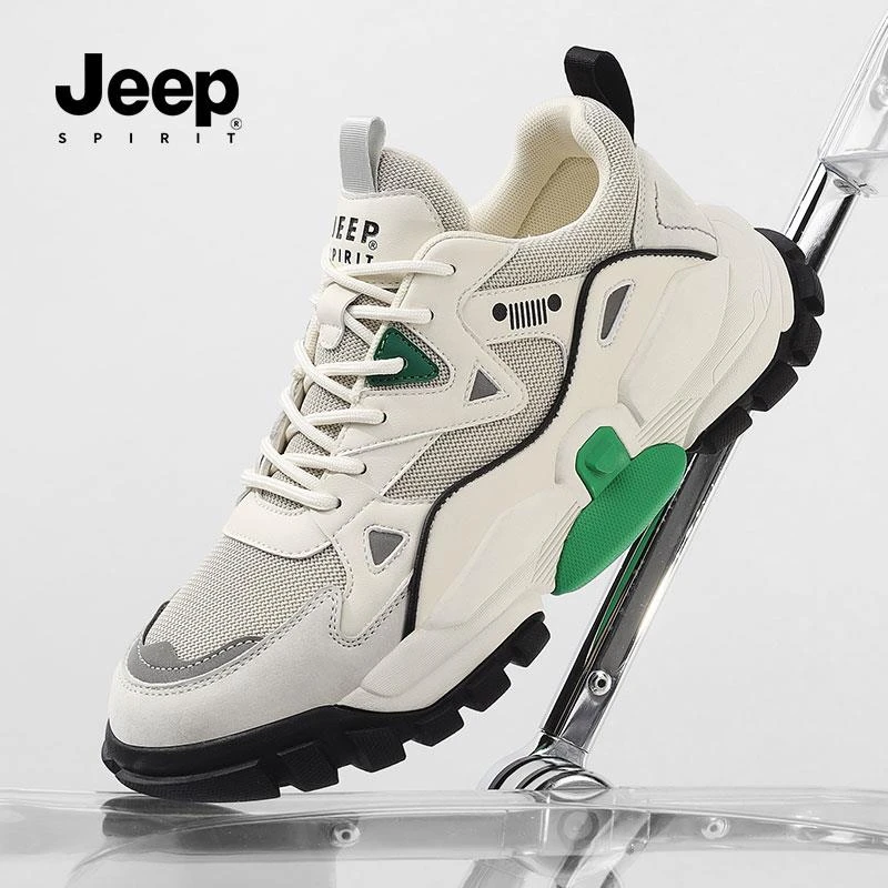 JEEPSPIRIT吉普男鞋夏季透气鞋网面鞋厚底运动休闲鞋增高老爹鞋子