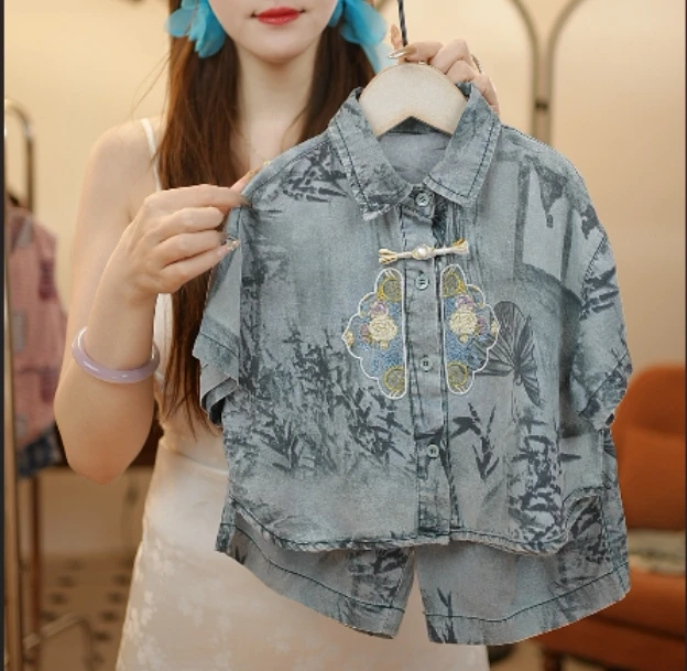 新中式男童女童中国风汉服唐装国潮古风提花两件套夏装周岁礼服