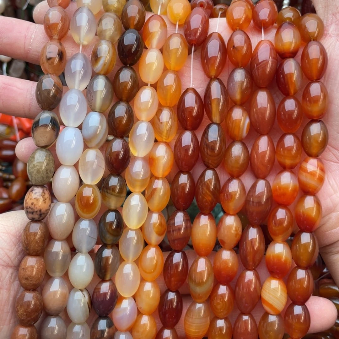 玛瑙/玉髓未镶嵌珠宝半成品玛瑙枣珠1条卡10