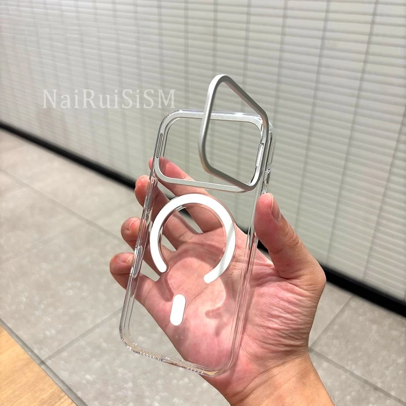 AI触控键镜框支架透明时尚适用苹果17promax手机壳17pro简约17/16