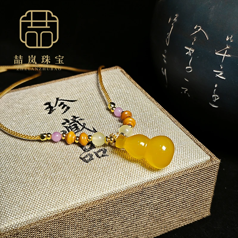原创风黄玉髓冰透葫芦轻奢叠戴百搭项链毛衣链 多样性发一SL084