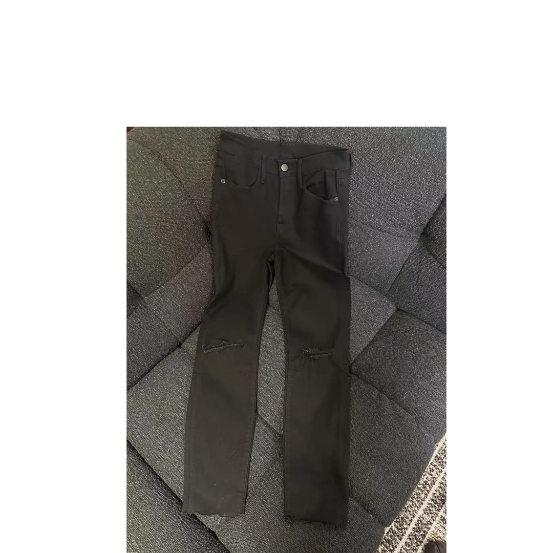【mis金金】破洞小黑裤牛仔裤